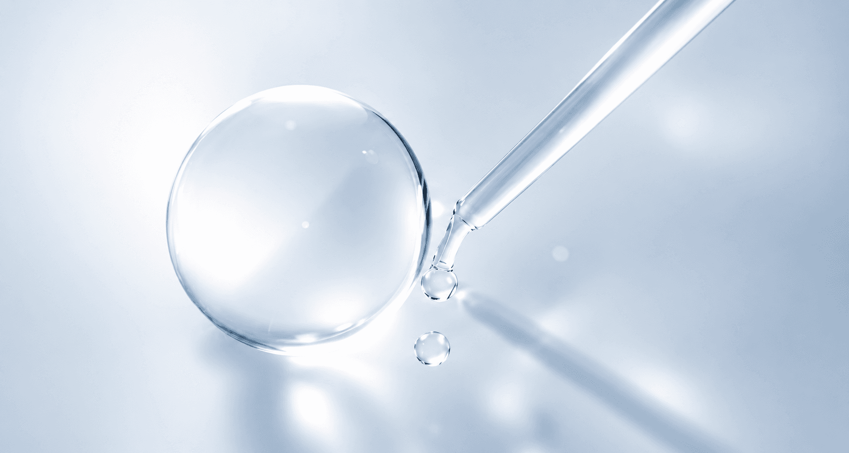 Precision glass pipette with droplet — research-grade peptide science